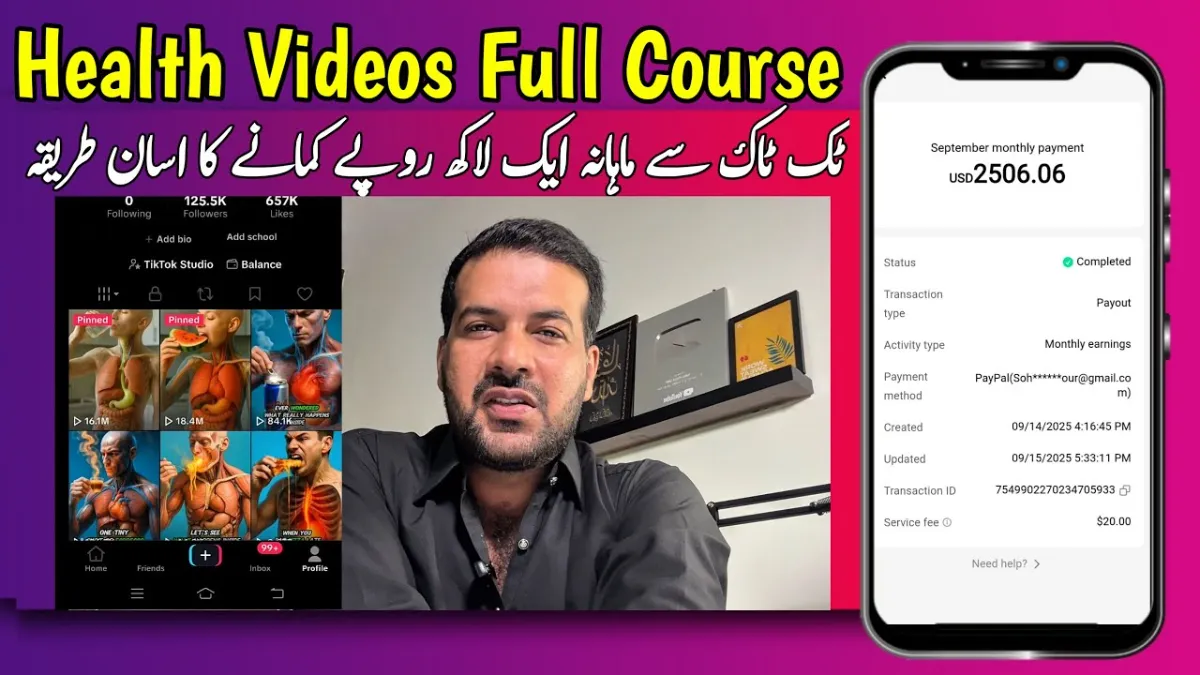 🇮🇳 Complete Course: How to earn Money Online from Tiktok with AI Health Videos | Full Tutorial, Proof