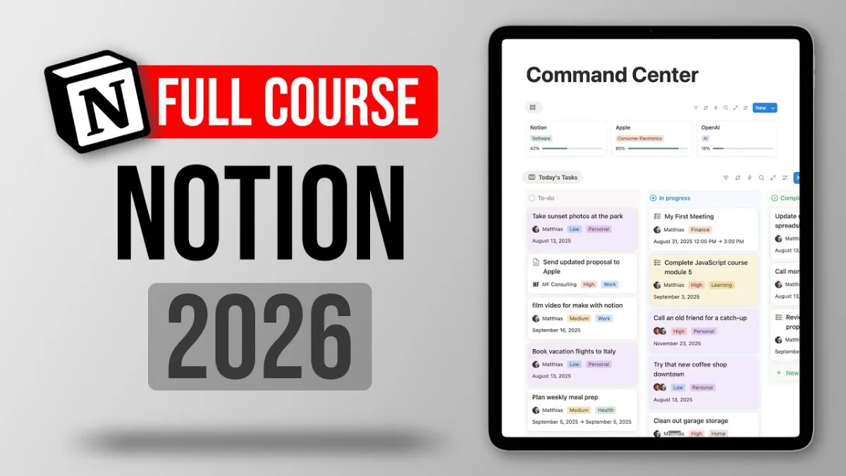🇺🇸 Full Notion Tutorial 2026 – Beginner To Master