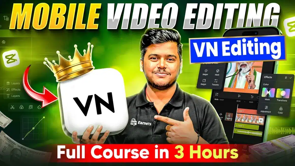 🇮🇳 VN Mobile Video Editing FULL Course in 3 Hours || From Basic to Advanced