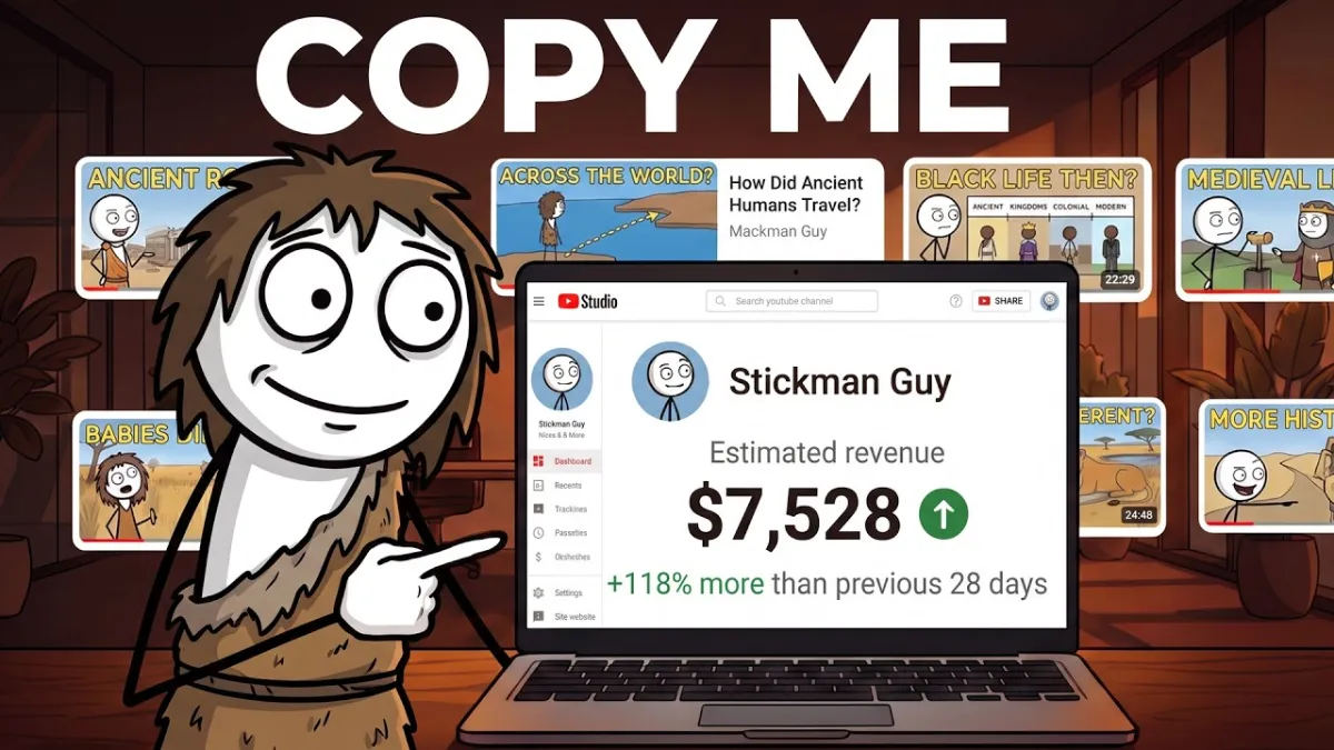 🇺🇸 How I Make $7,528/Month Posting Stickman YouTube Videos (Using Claude AI)