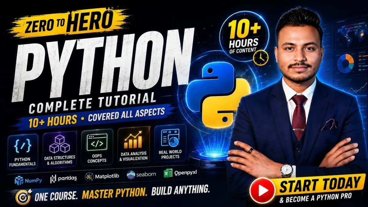 🇮🇳 Python Full Course 2026 – Zero to Data Analyst  (Complete Tutorial)
